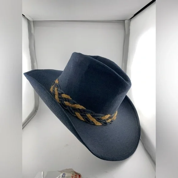 Vintage Bradford LTD Blue Denim Cowboy Hat Size 7​​​​​​​​​​​​ - Picture 3 of 9